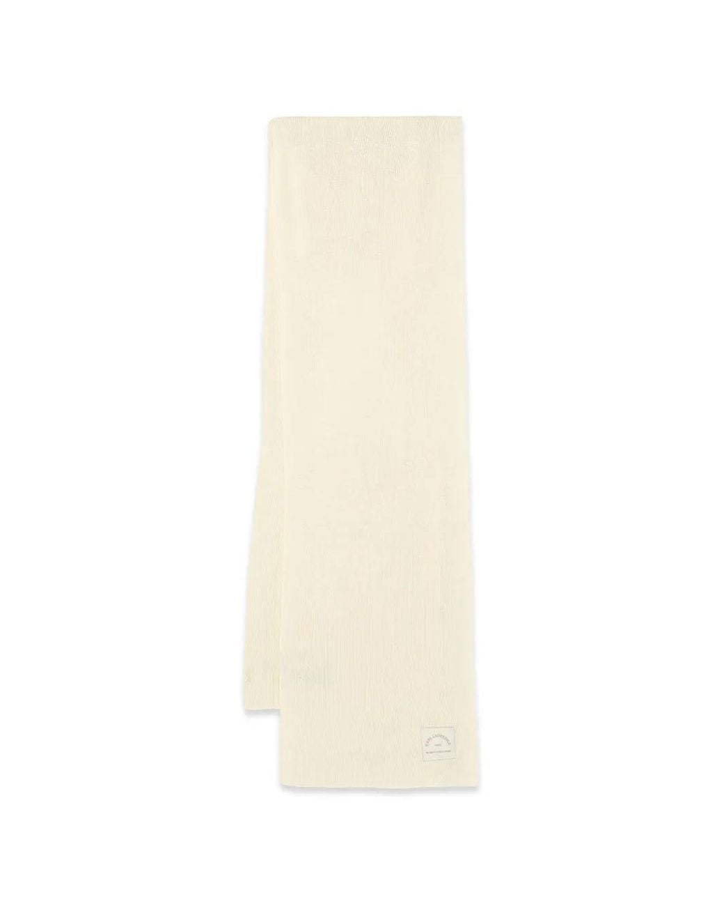 Karl Lagerfeld White Logo-Patch Ribbed Scarf