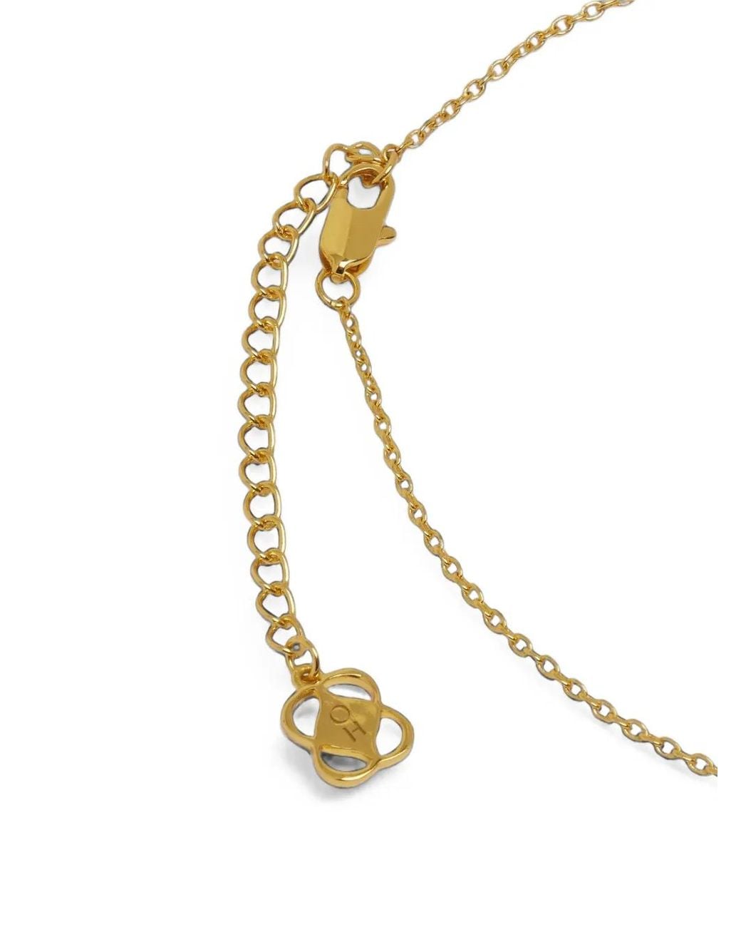 Ottoman Hands Metallic Shield Pearl And Topaz Pendant Necklace