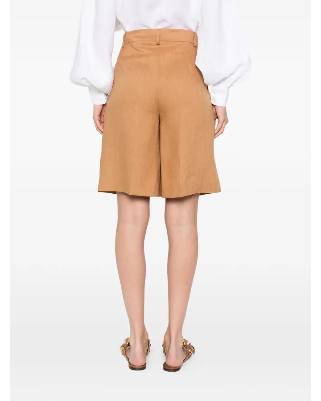 ACTUALEE Natural Pleated Shorts