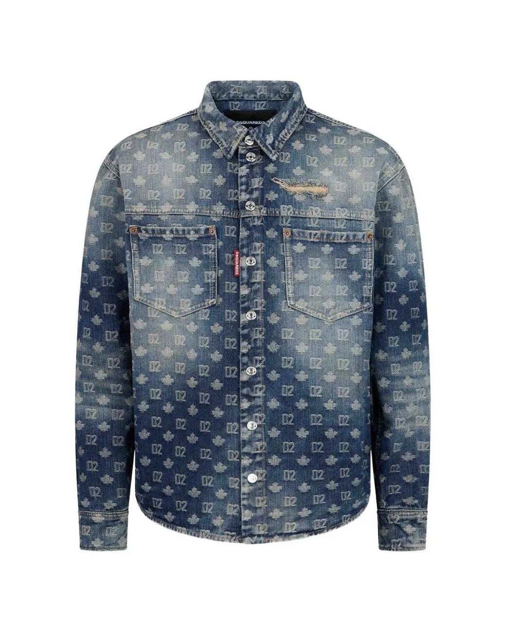 DSquared² Blue D2 Monogram Denim Carpenter Shirt for men