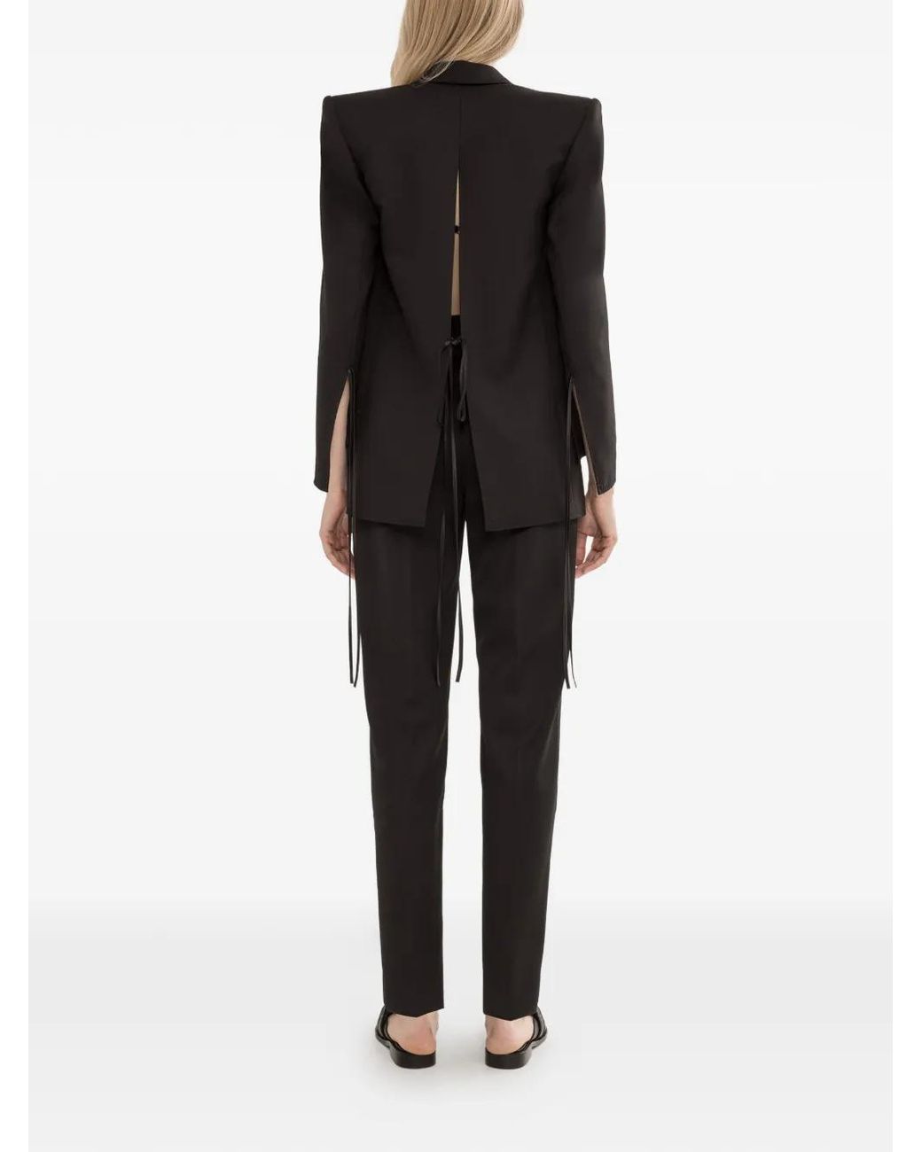 Nissa Black Slim Fit Wool Pants