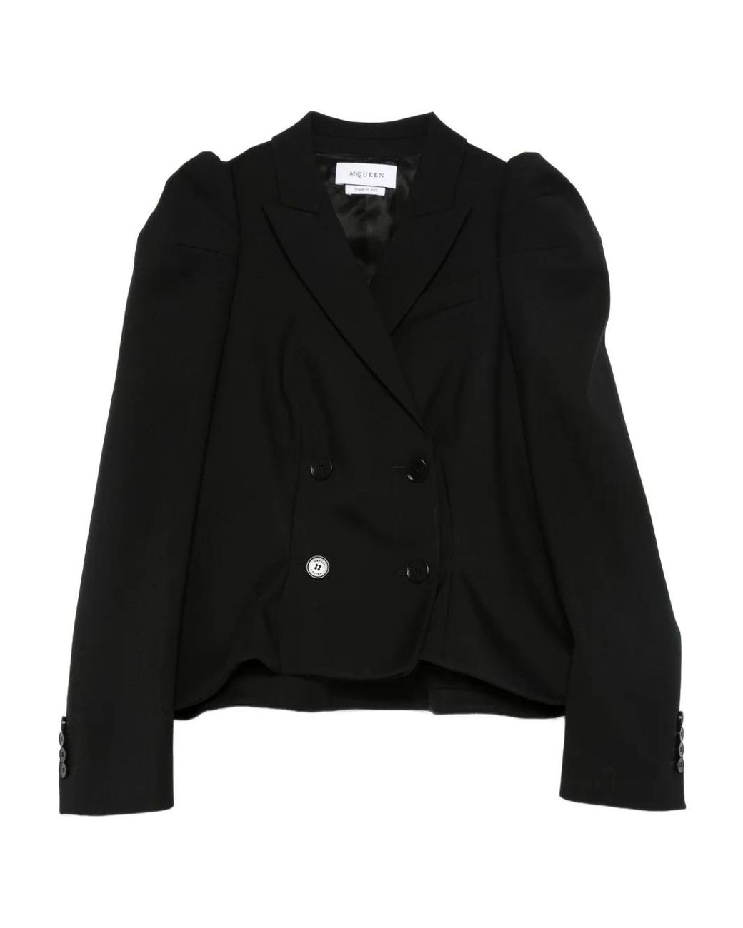 McQueen Black Puff-Sleeve Double-Breasted Jacket