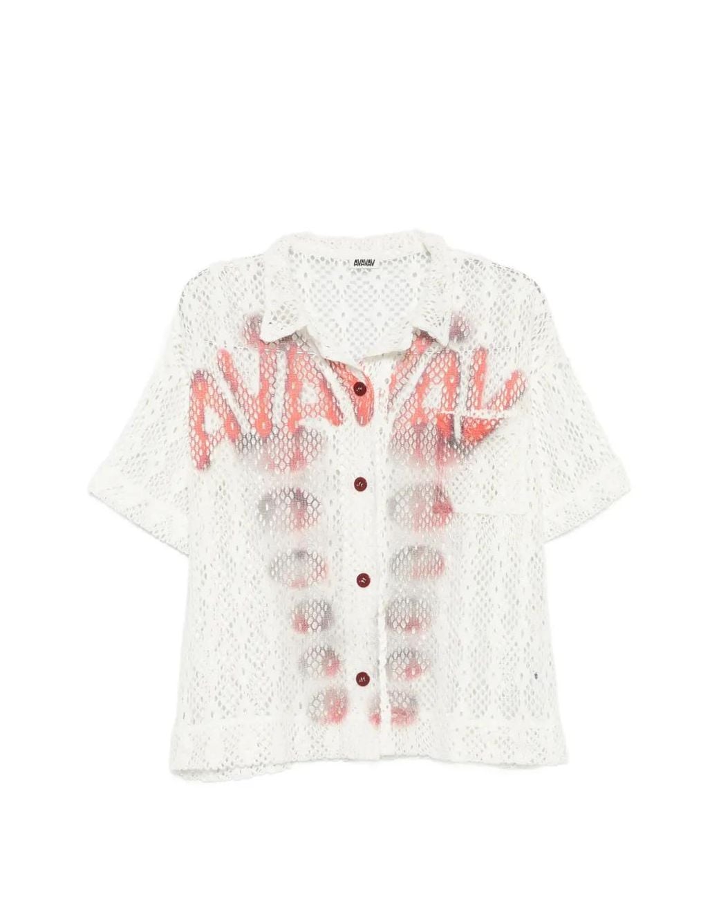 AVAVAV White Logo-Print Open-Knit Shirt
