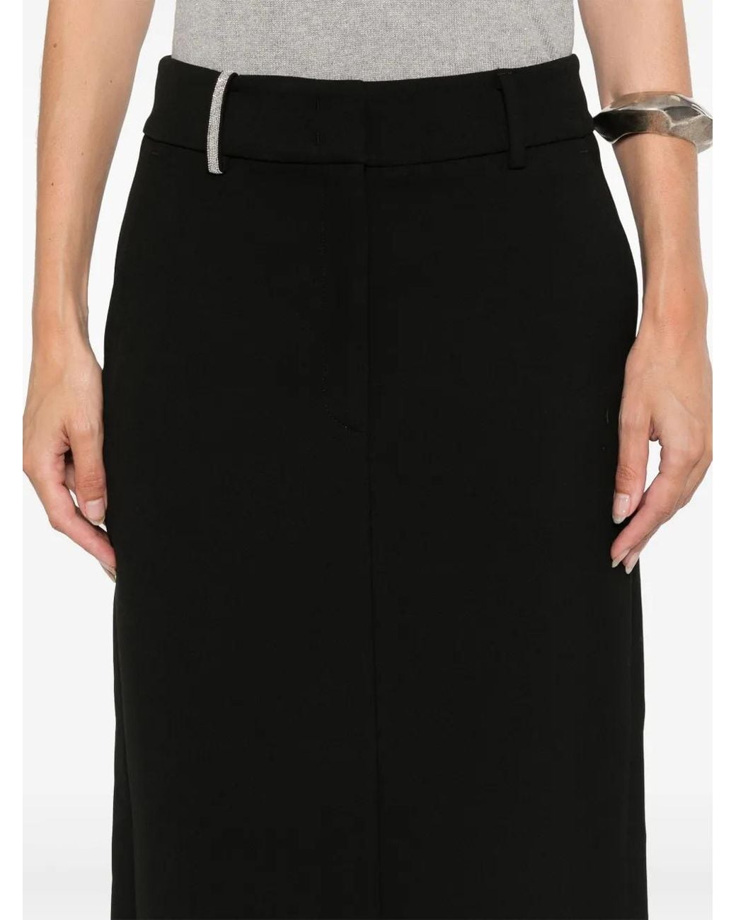 Peserico Black Straight-Cut Midi Skirt