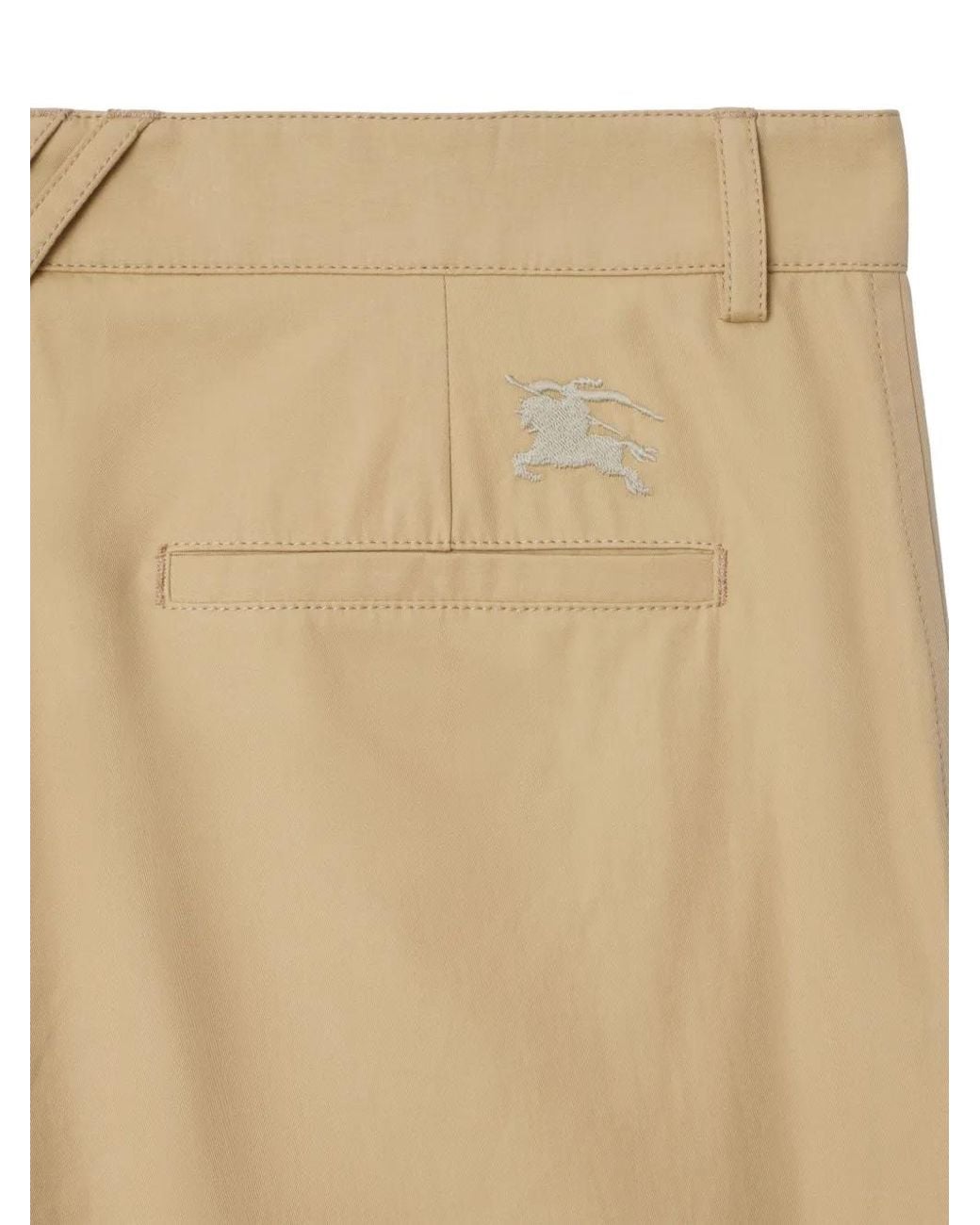 Burberry Natural Logo-Embroidered Cotton Chino Trousers for men