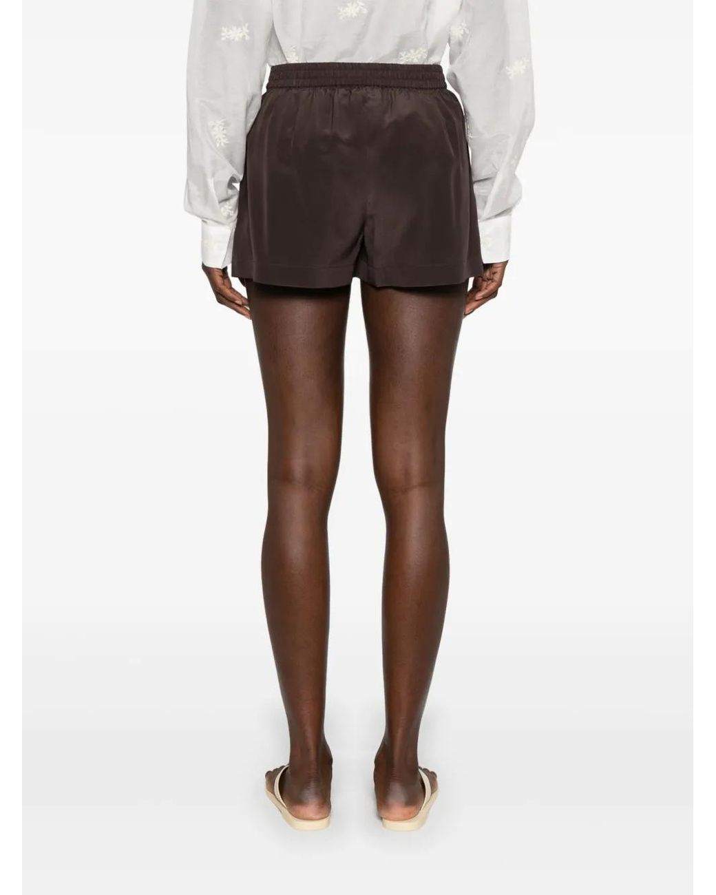 P.A.R.O.S.H. Brown Silk Shorts