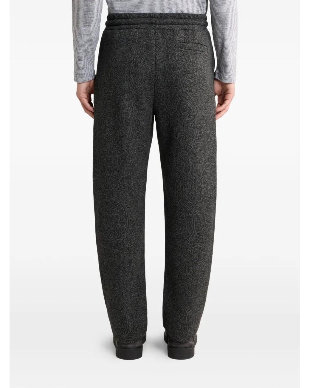 Etro Black Arnica-Motif Jacquard Track Pants for men