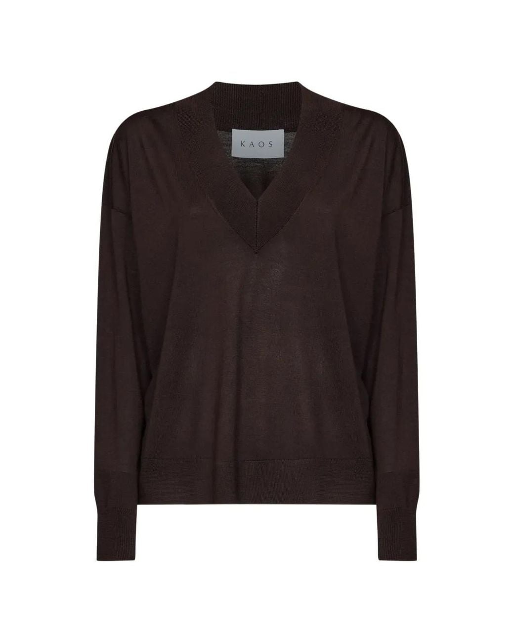 Kaos Black V-Neck Drop Shoulder Sweater