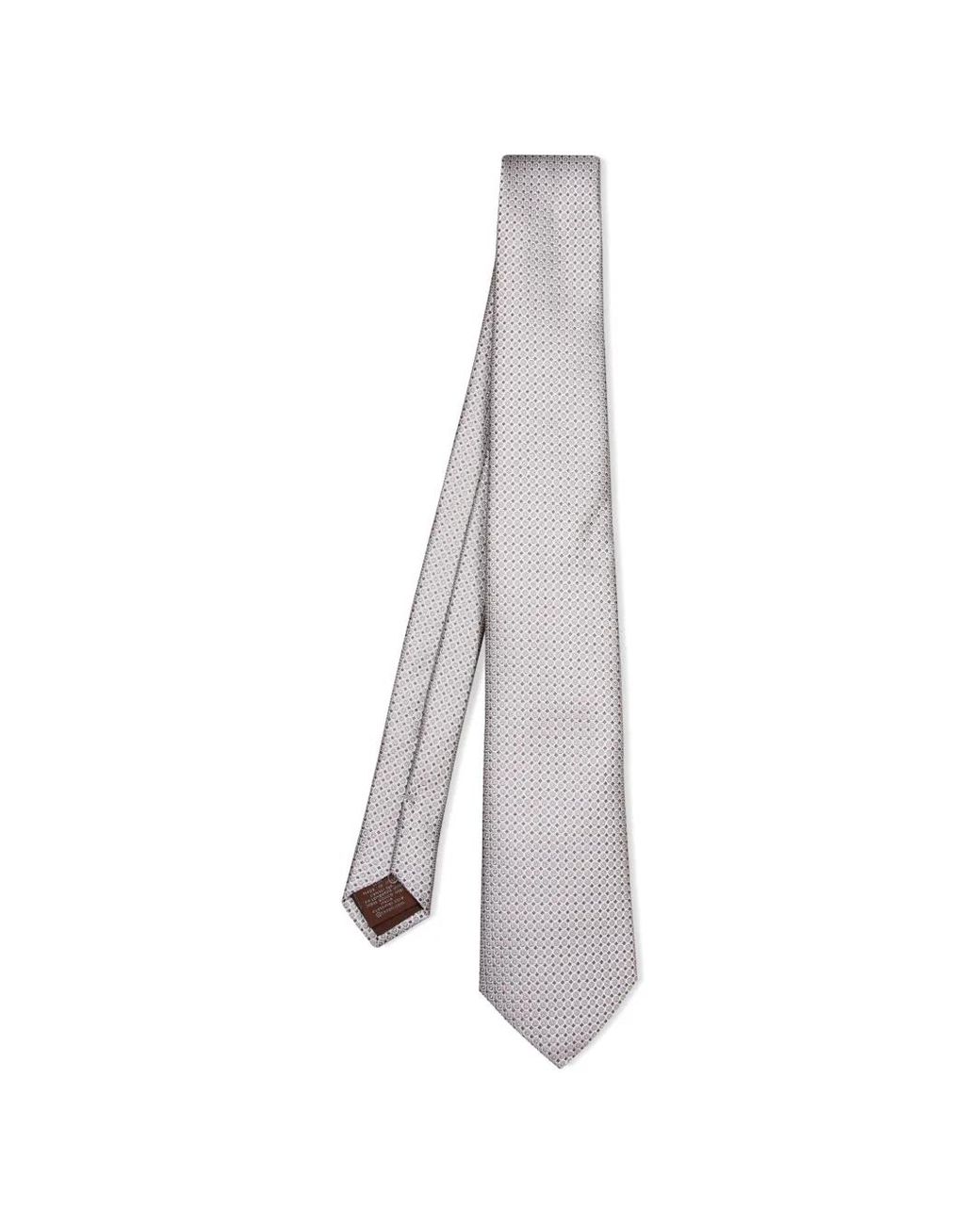 Canali White Geometric-Pattern Jacquard Tie for men