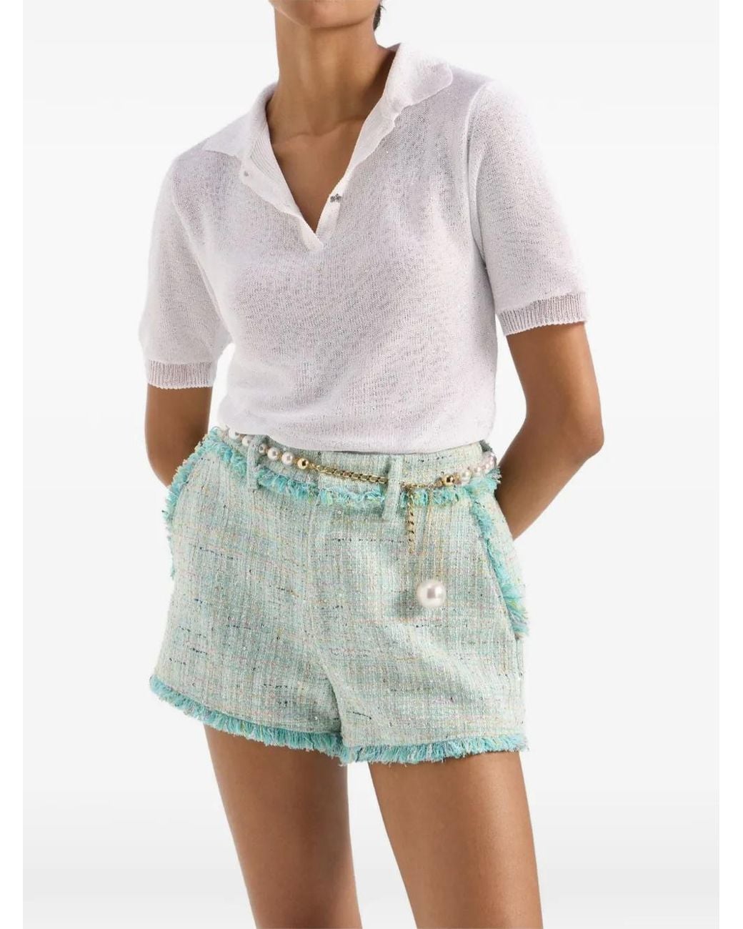 Genny White Sequin Maglieria Knitwear