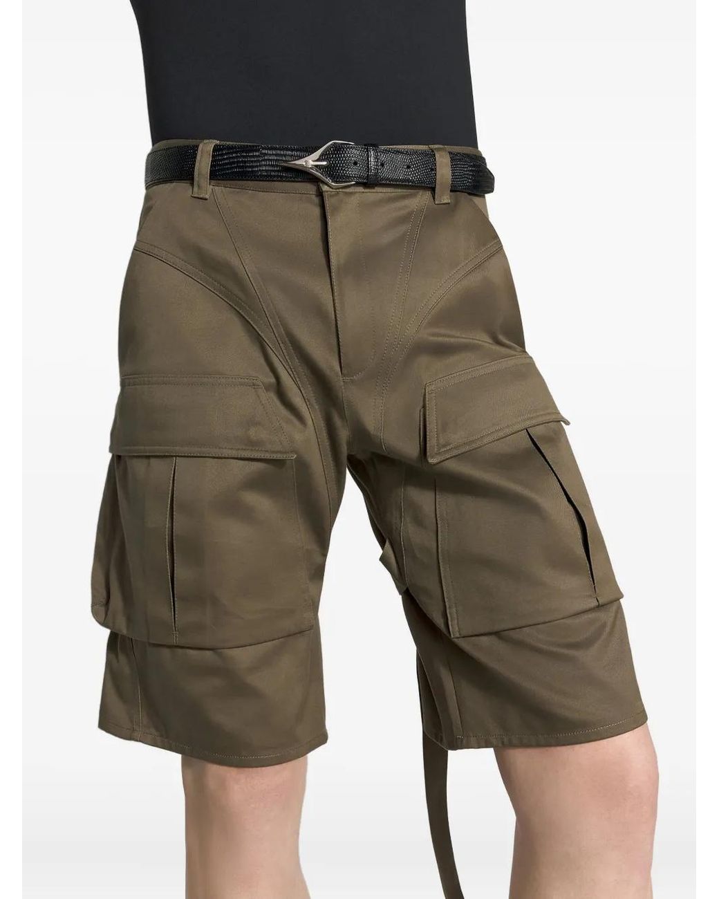 Mugler Natural Buckle-Straps Cargo Shorts for men