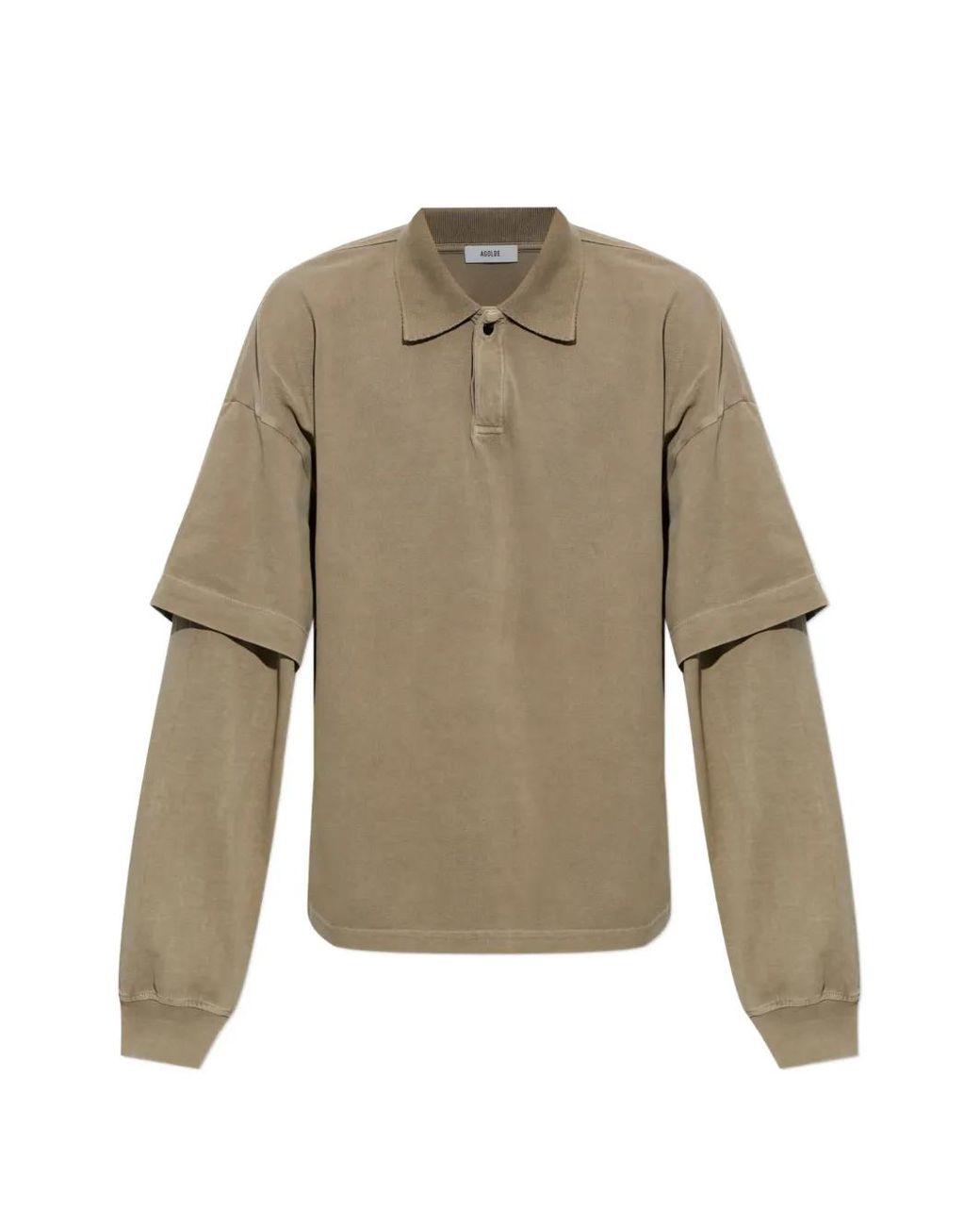 Agolde Natural Layered-Sleeve Polo Shirt for men