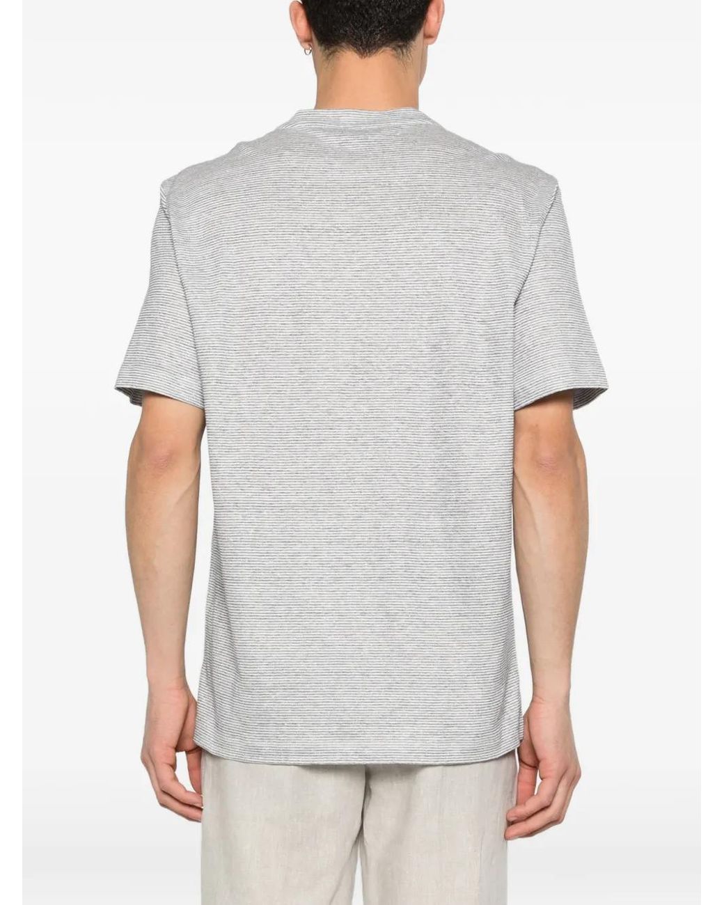 Brioni White Striped T-Shirt for men