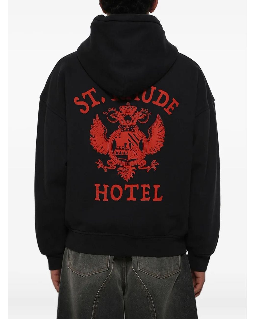 Rhude Black St. Zip-Up Hoodie for men