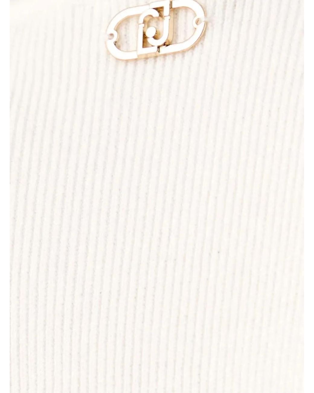 Liu Jo White Lace-Up Ribbed Sweater