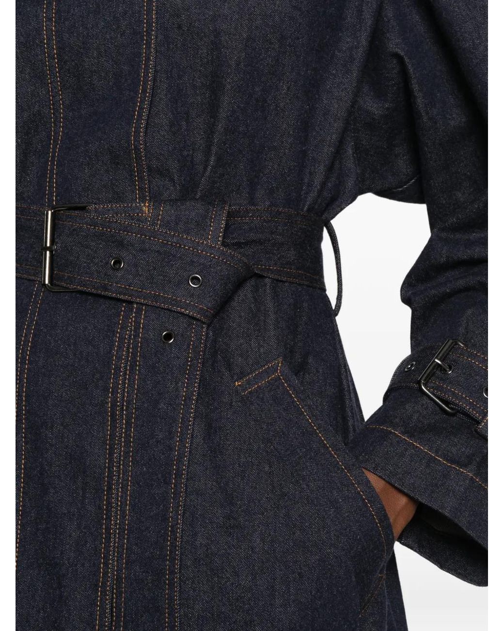 Psophia Blue Manteau En Jean À Taille Ceinturée