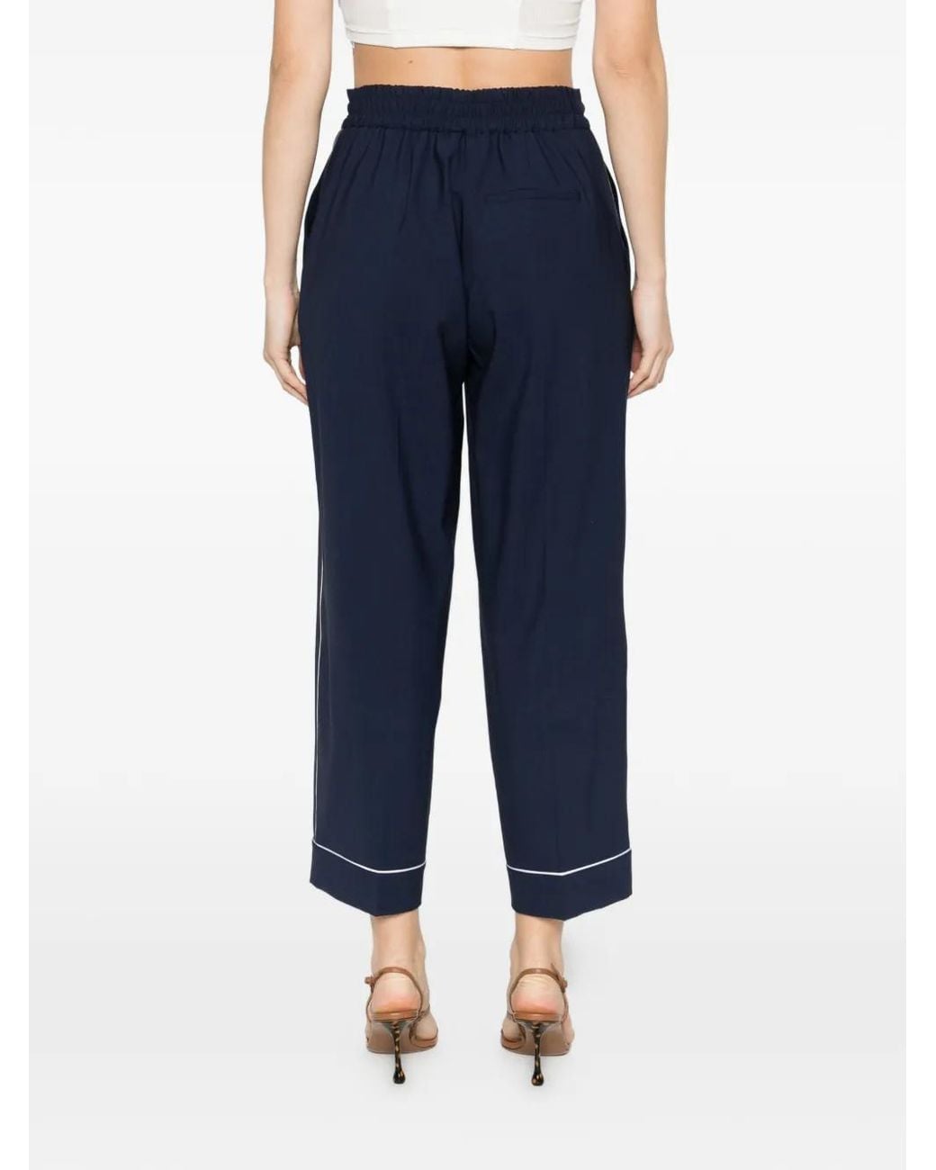 P.A.R.O.S.H. Blue Drawstring-Fastening Cropped Trousers