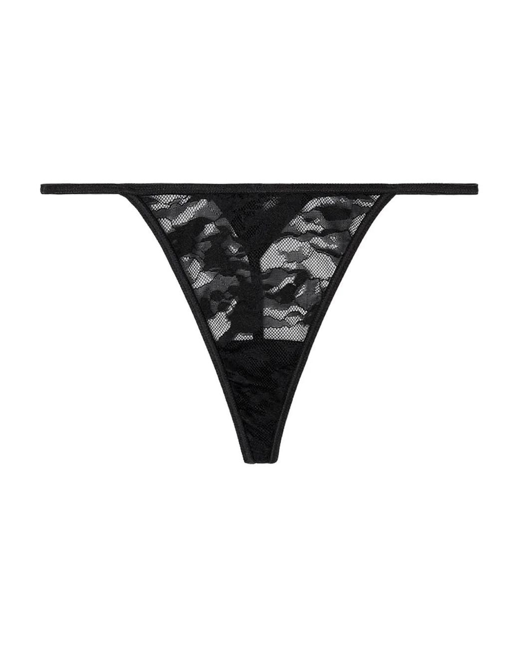 DIESEL Black Stacy-Utlt Lace Logo Thong