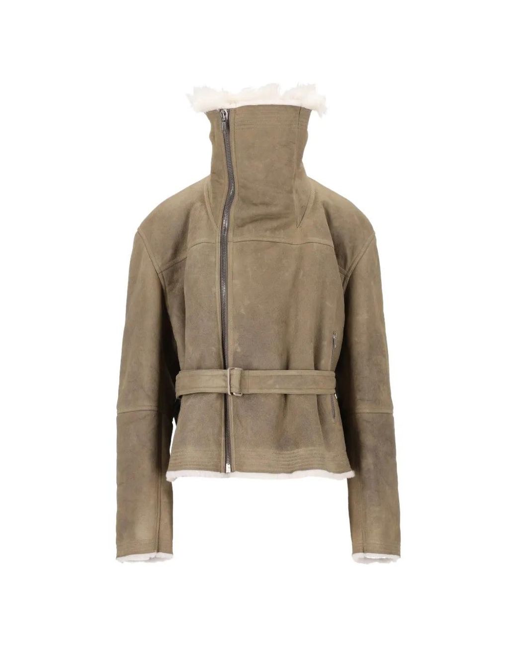 Rick Owens Natural Belted Leather Jacket