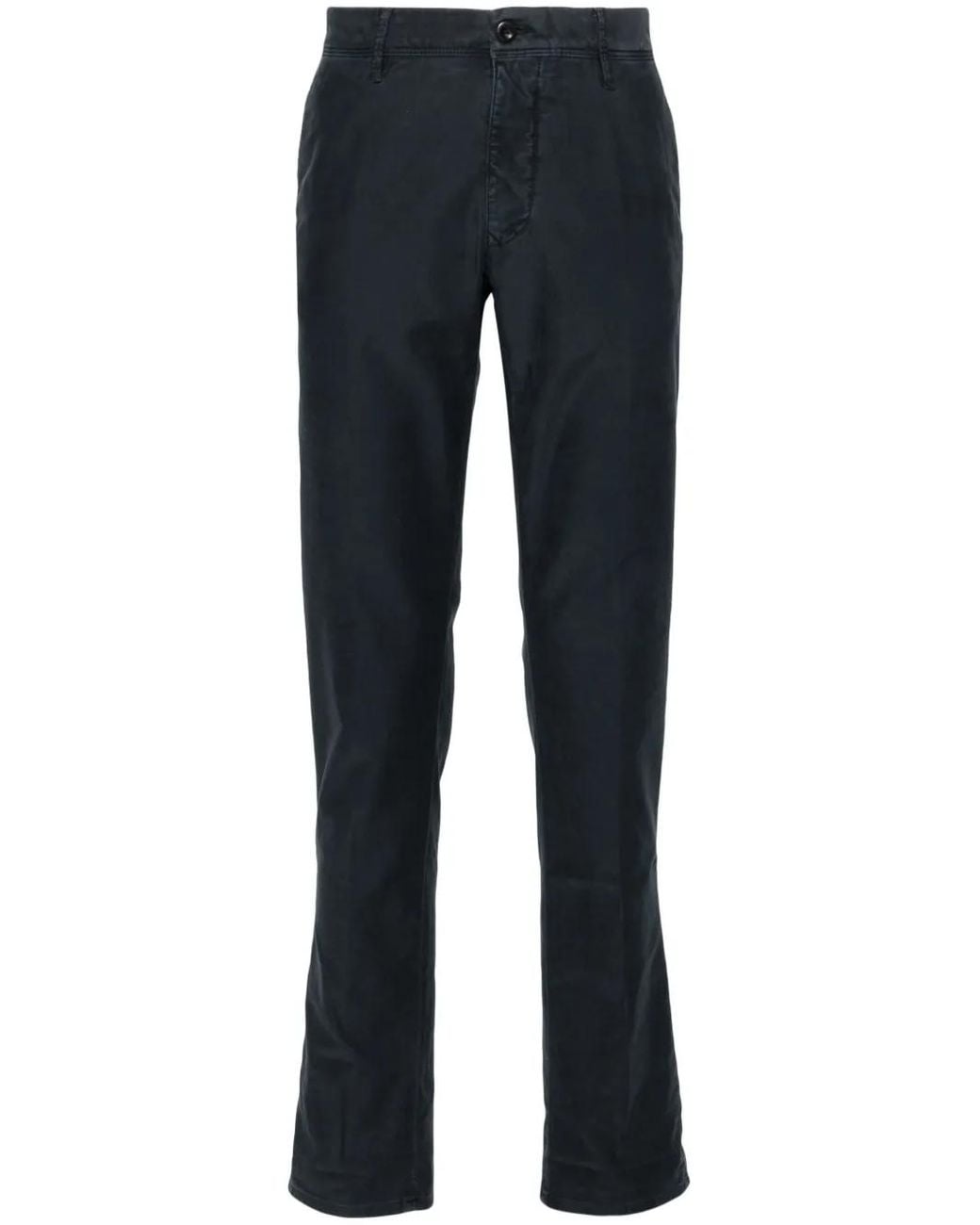 Incotex Blue Logo-Embroidered Trousers for men