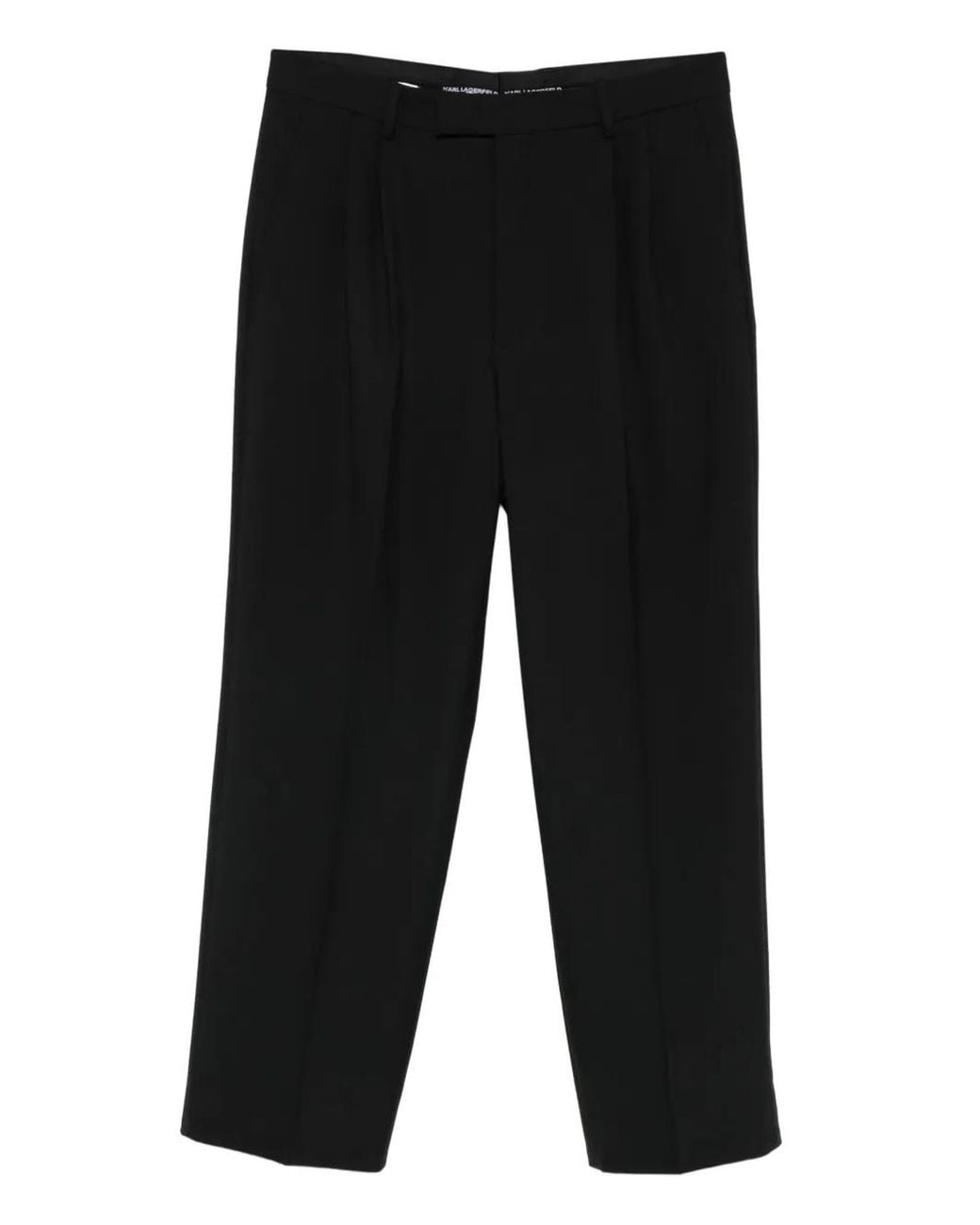 Karl Lagerfeld Black Pleated Tailored Trousers for men