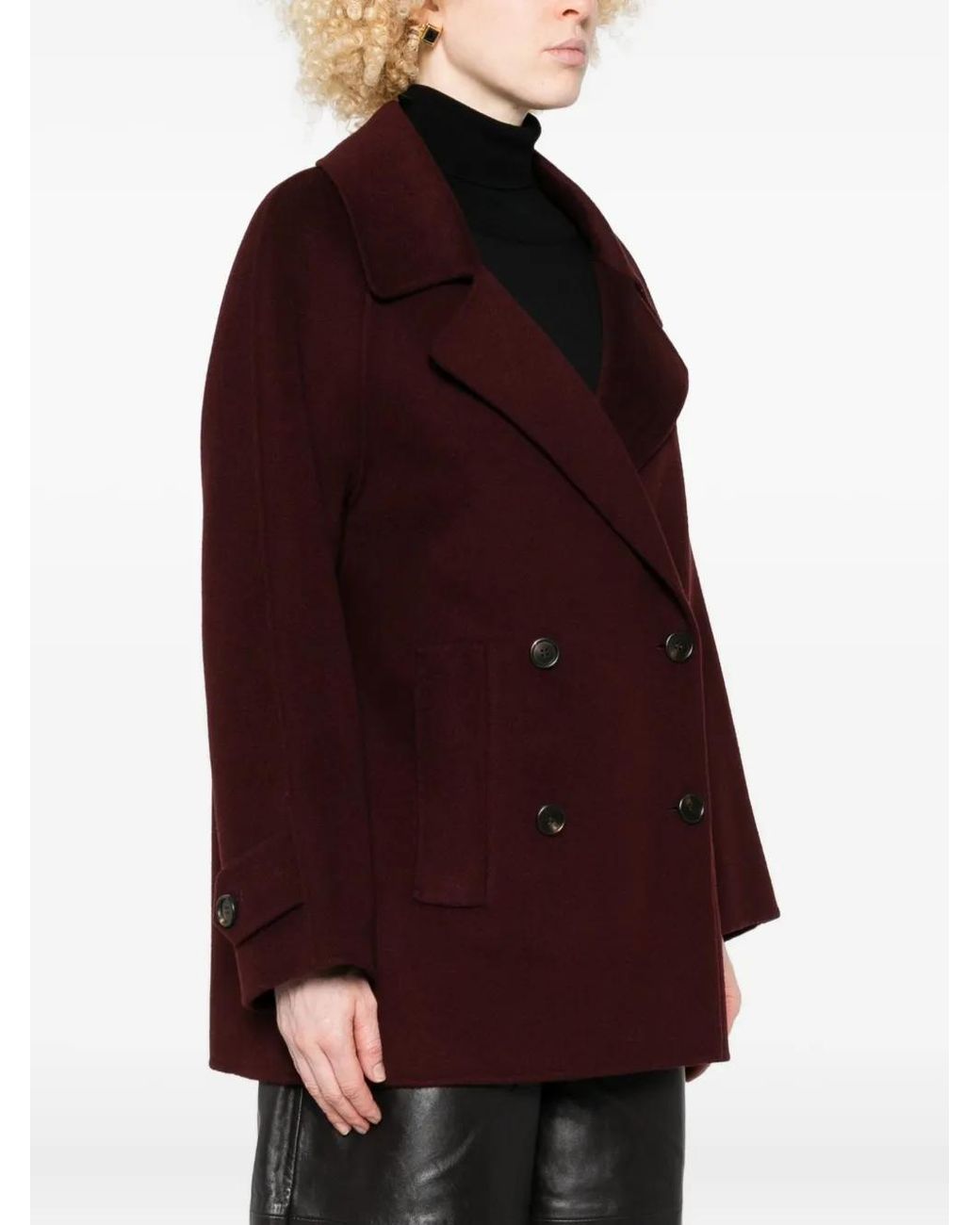 Arma Purple Double-Breasted Wool Coat