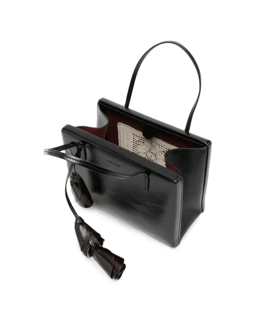 Magda Butrym Black Sac À Main En Cuir À Pendentif Fleur