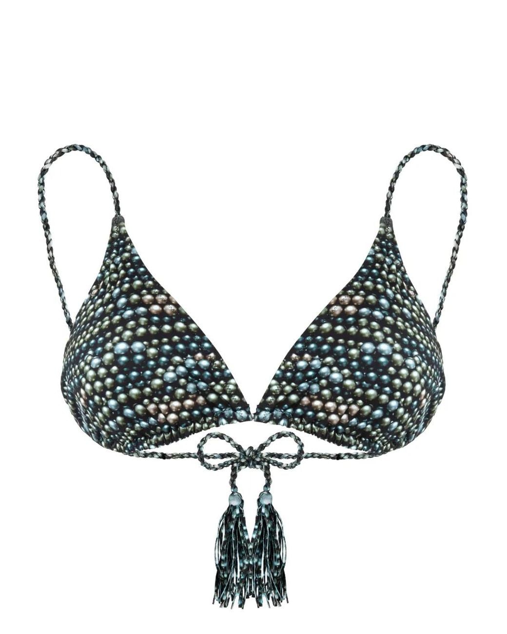 Vilebrequin Green Pearl-Print Bikini Top