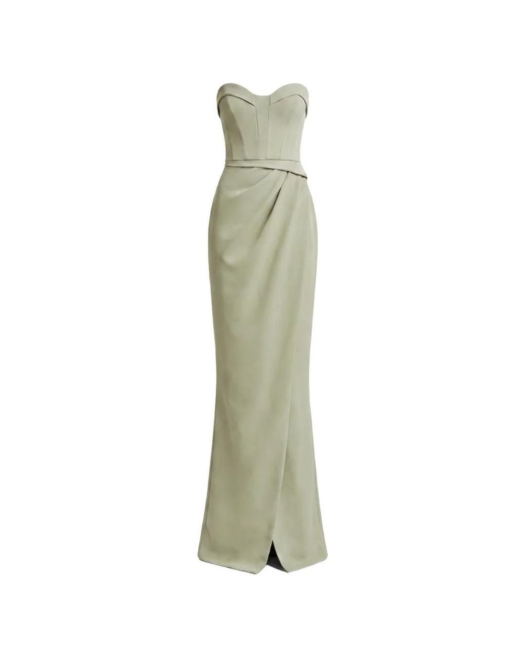 Gemy Maalouf Green Strapless Draped Dress