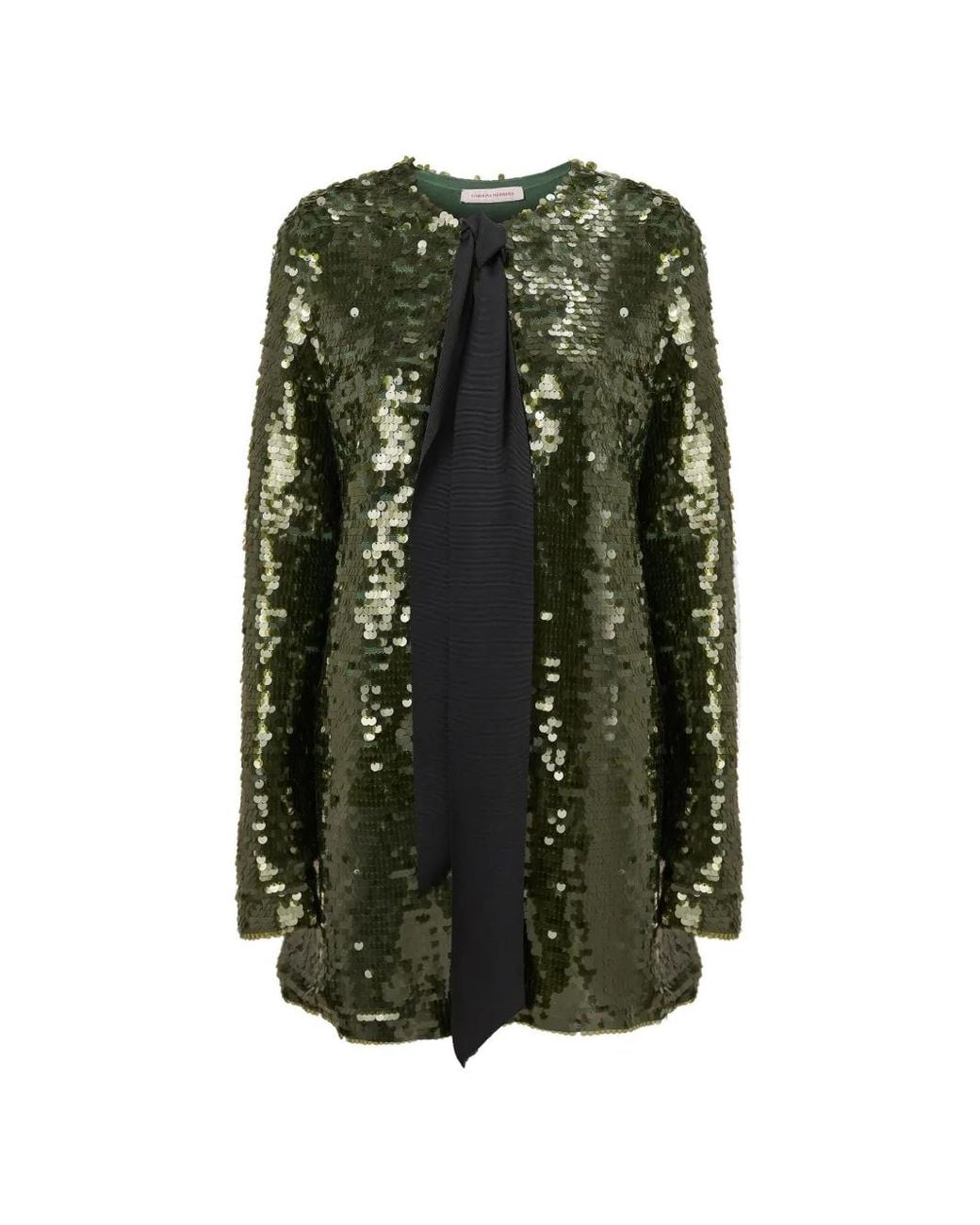 Carolina Herrera Green Sequin-Embellished Tie-Fastening Blouse
