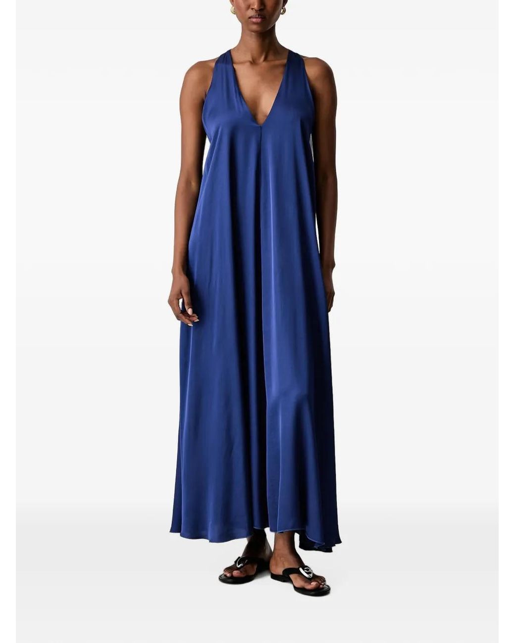 Haveone Blue V-Neck Racerback Maxi Dress