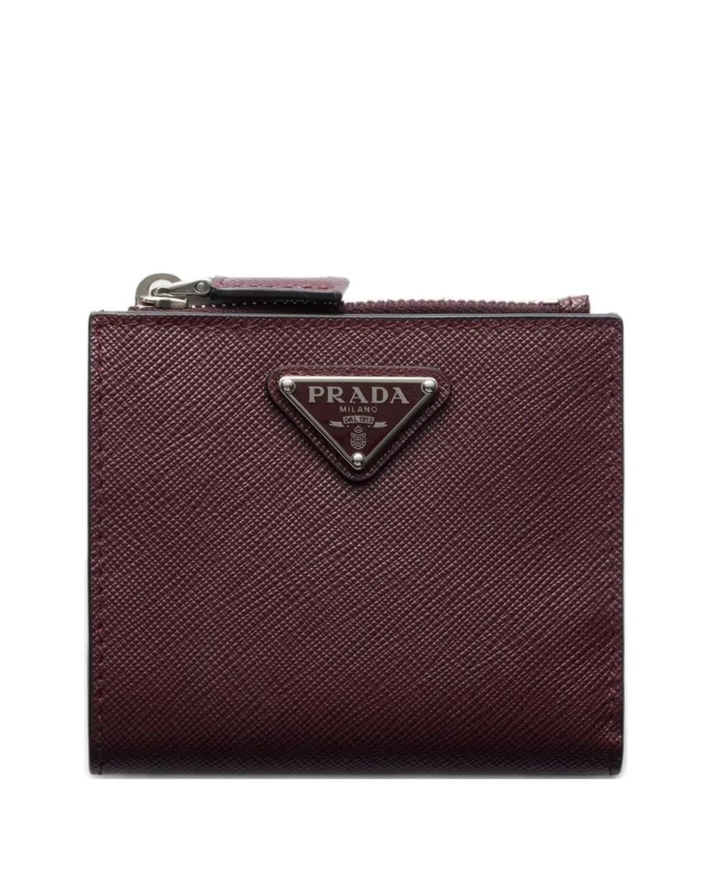 Prada Purple Small Triangle Logo Saffiano Leather Wallet for men