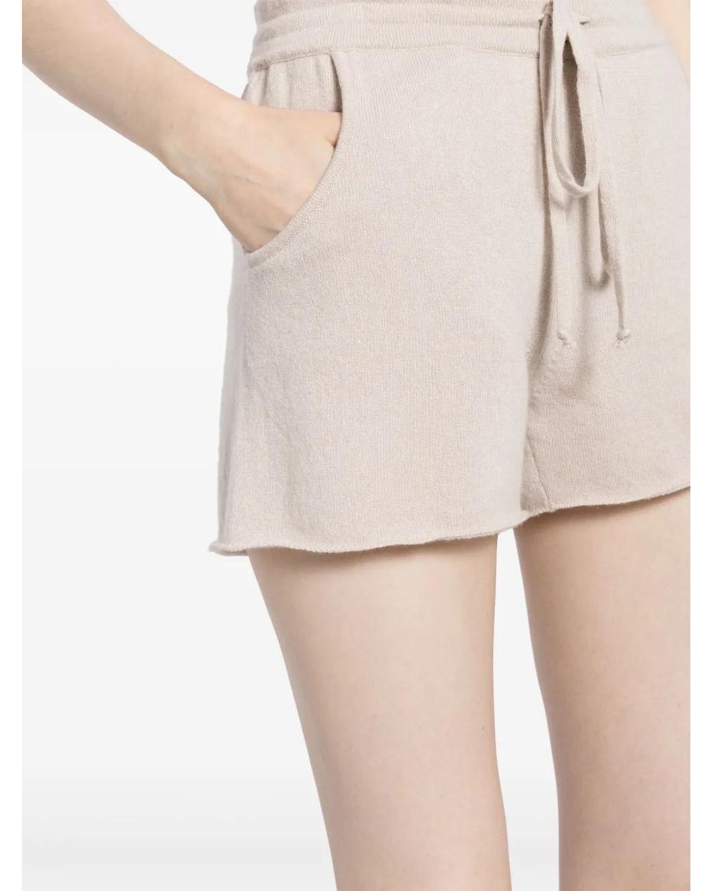 Teddy Cashmere White Portofino Drawstring Cashmere Shorts
