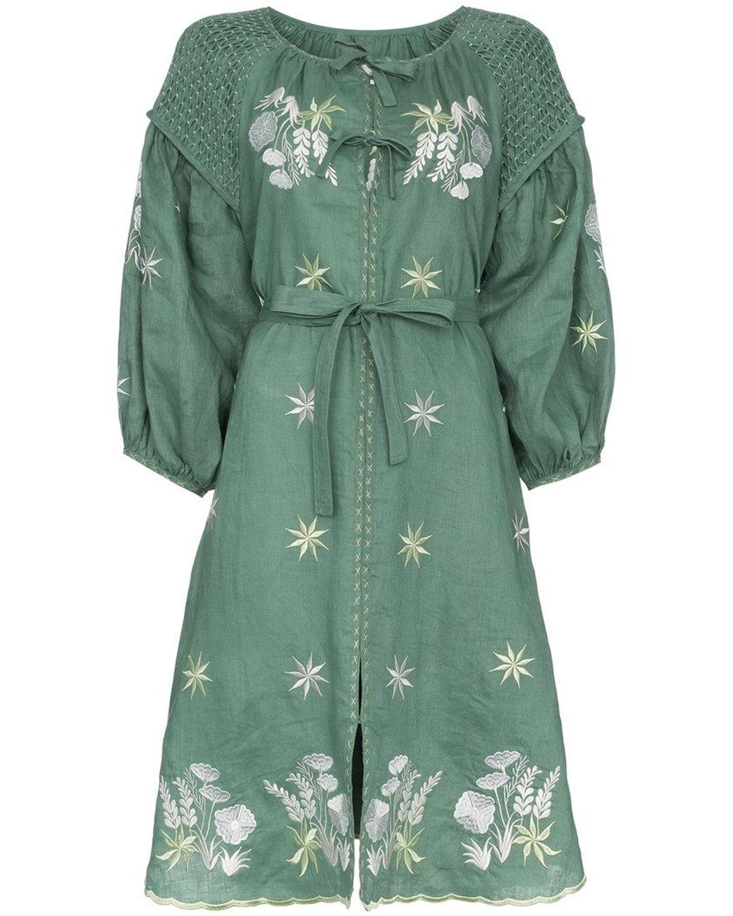 Innika Choo Hugh Jesmok Midi Smock Dress in Green | Lyst