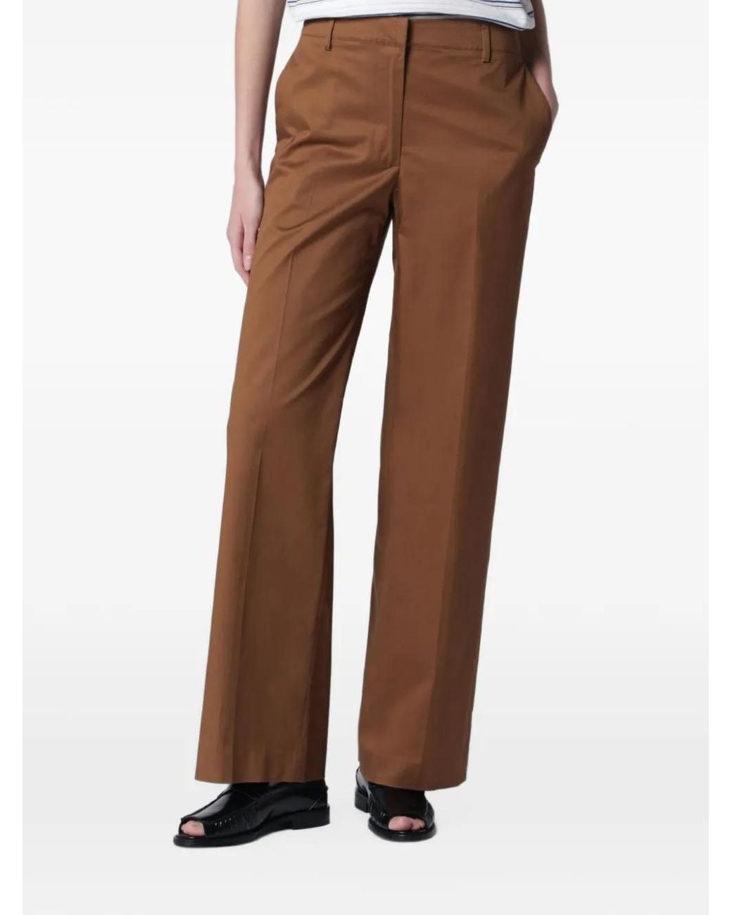 PT Torino Brown Francoise Straight-Leg Trousers