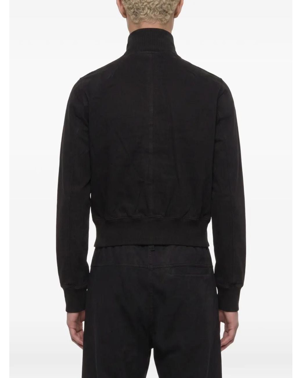 Rick Owens Black Zip-Up High-Neck Jacket for men