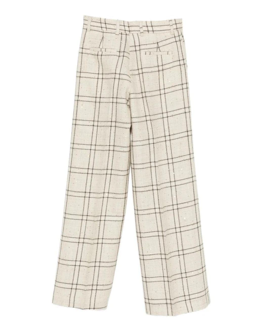 Manuel Ritz White Check-Print Sequin-Embellished Trousers