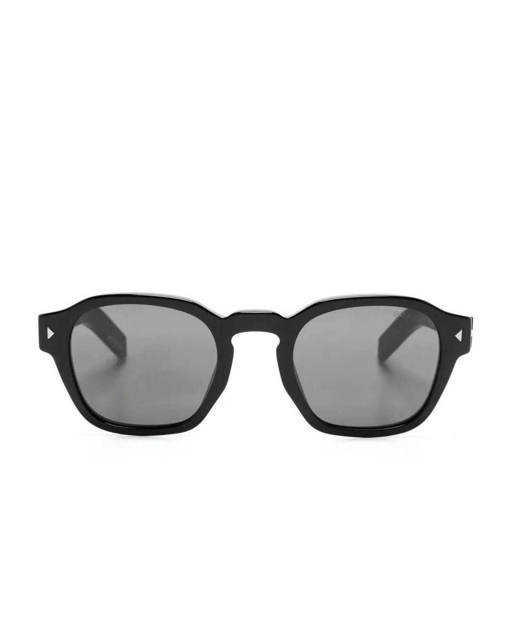 Prada Gray Willow Geometric-Frame Sunglasses for men