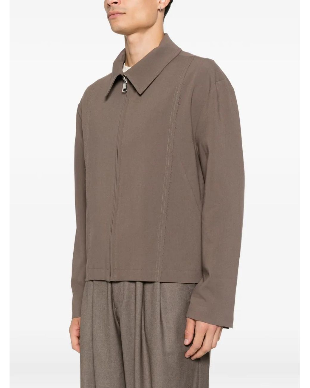 Imperial Brown Zip-Up Panelled Jacket for men
