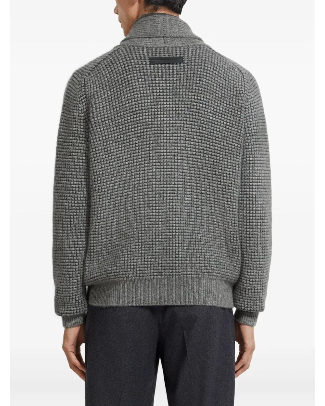 Zegna Gray Shawl-Collar Cardigan for men