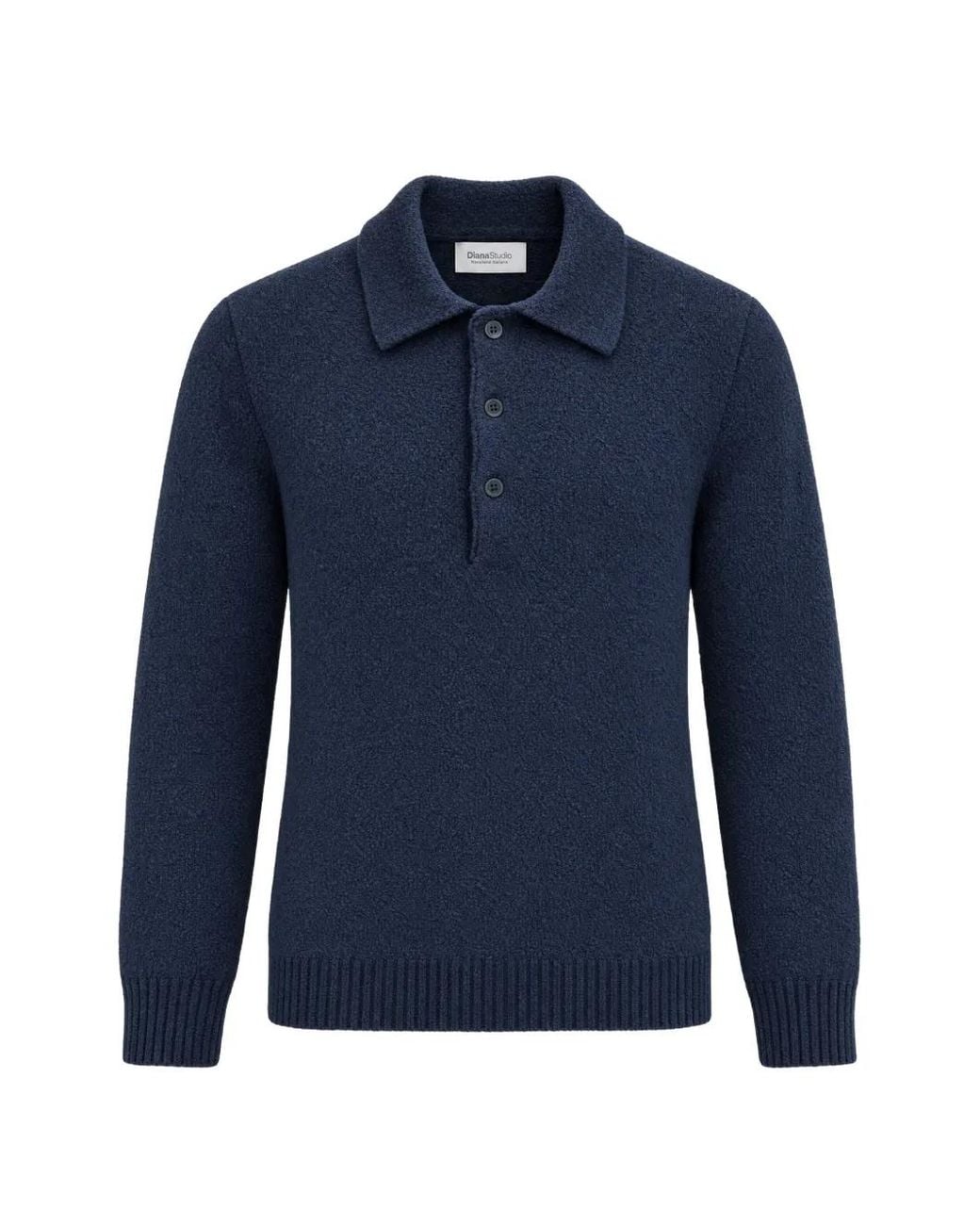 Diana Studio Blue Bouclé Button-Up Polo Shirt for men