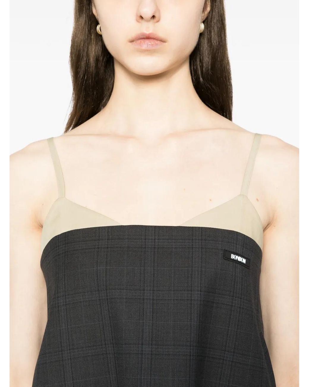 BONBOM Black Fake-Layering Mini Dress