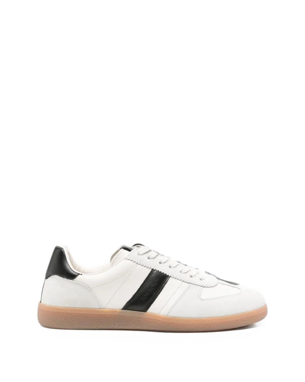 Tom Ford White Leather Suede-Panel Sneakers for men