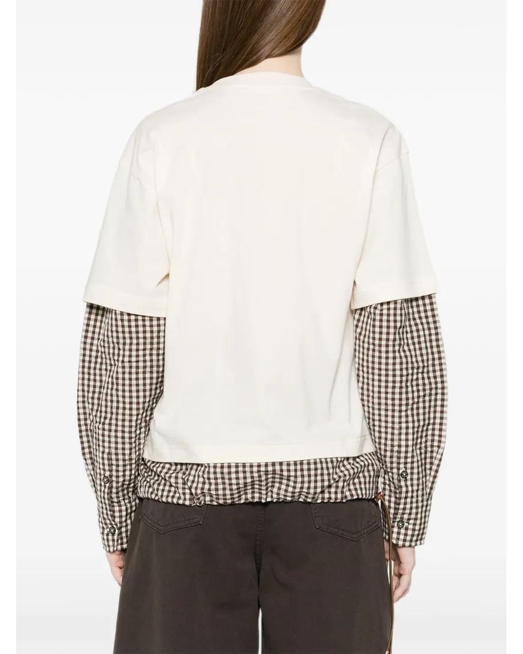 Moncler White Gingham Layered T-Shirt