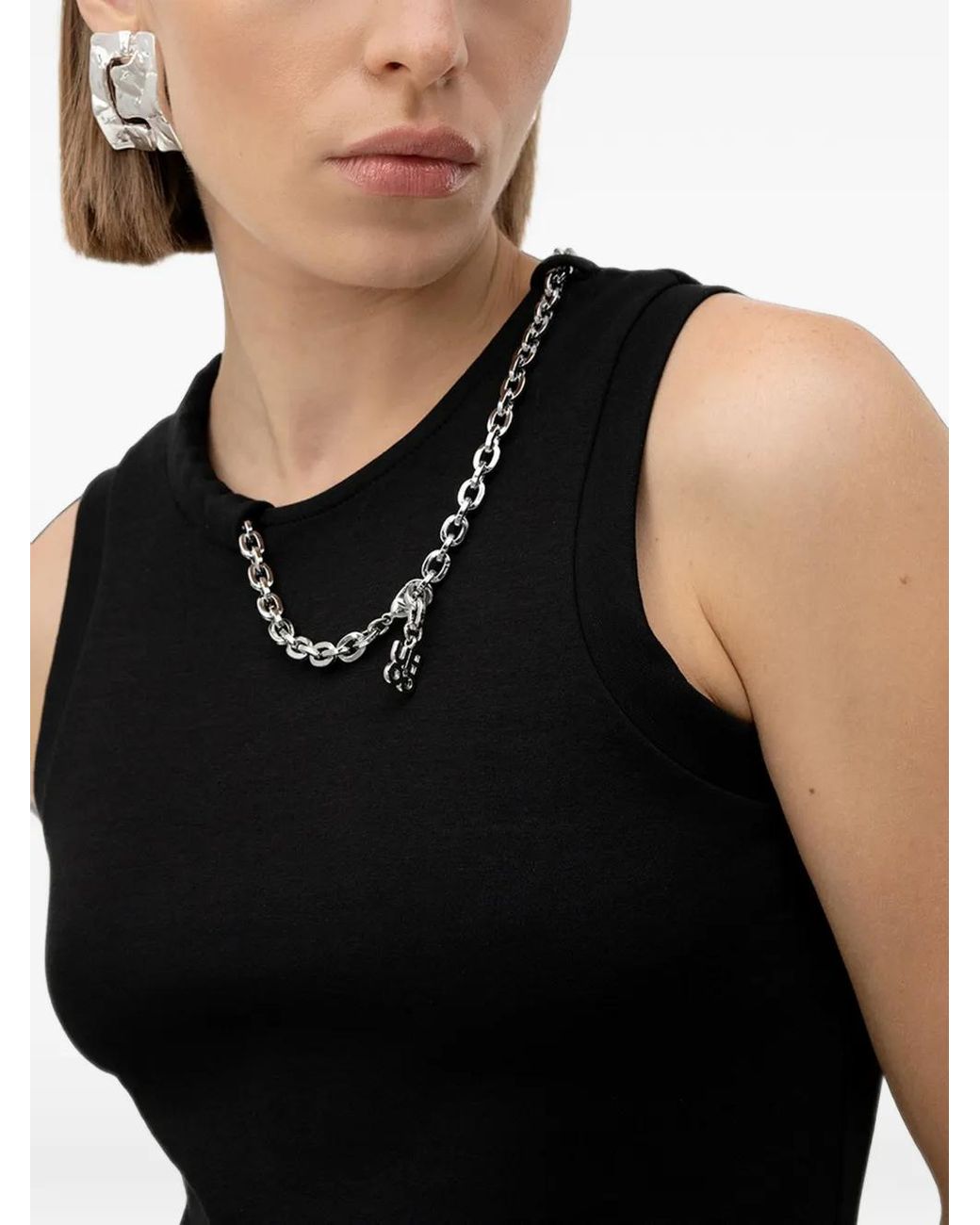 HUGO Black Chain-Embellished Tank Top