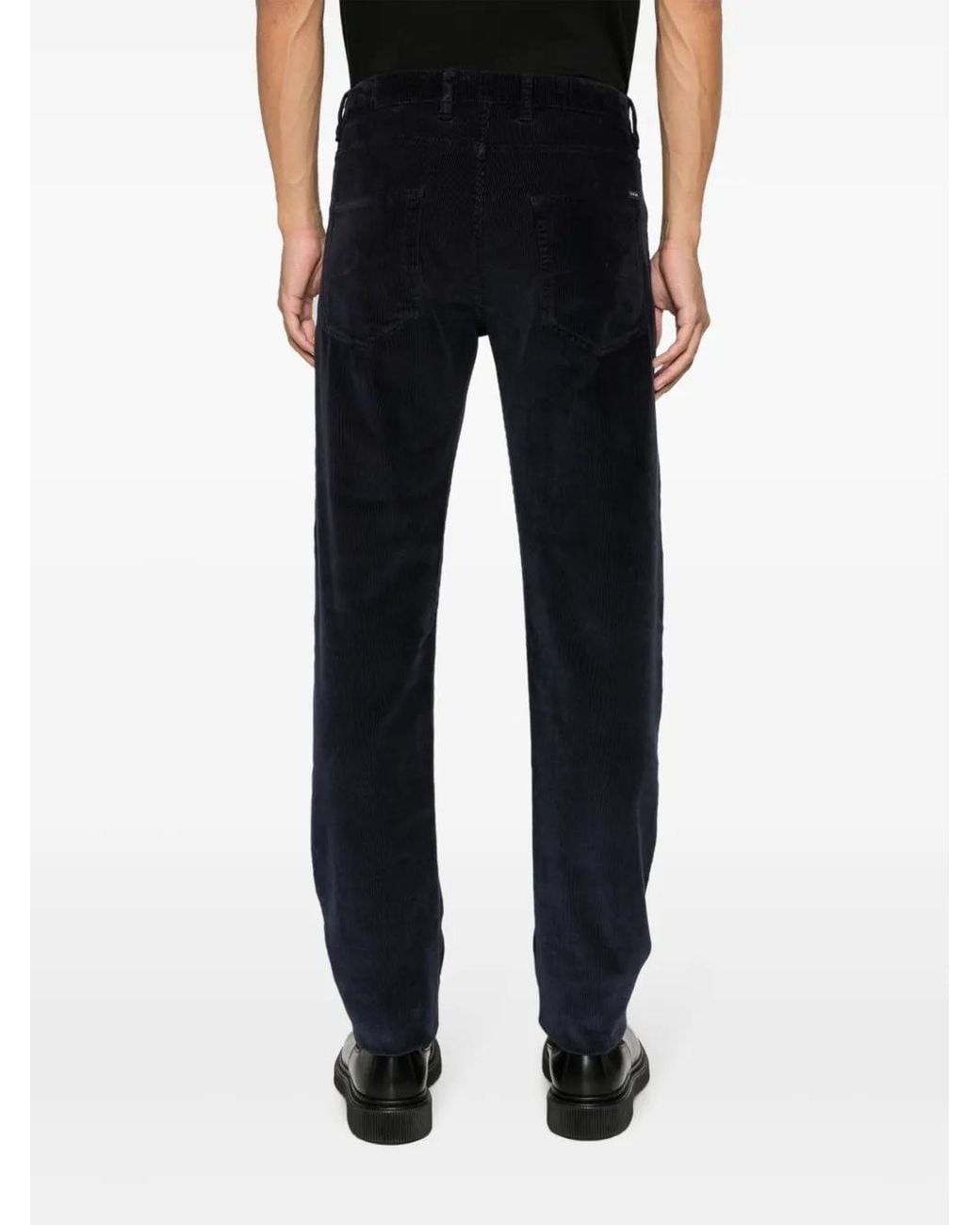 Paul & Shark Blue Shark-Keyring Corduroy Trousers for men