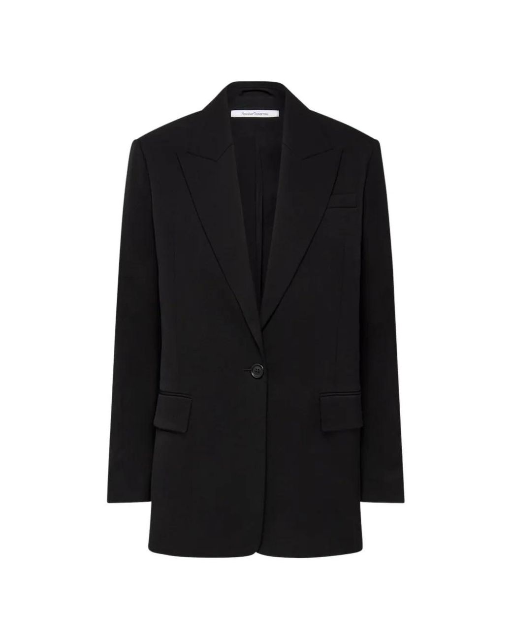 Another Tomorrow Black Oversized Peak-Lapel Blazer
