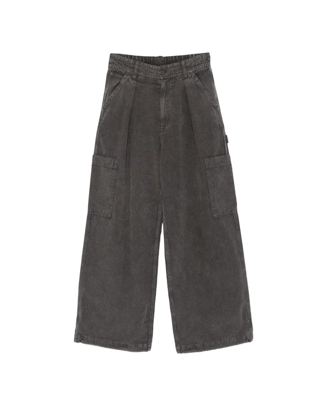 Universal Overall Gray Logo-Patch Wide-Leg Trousers for men
