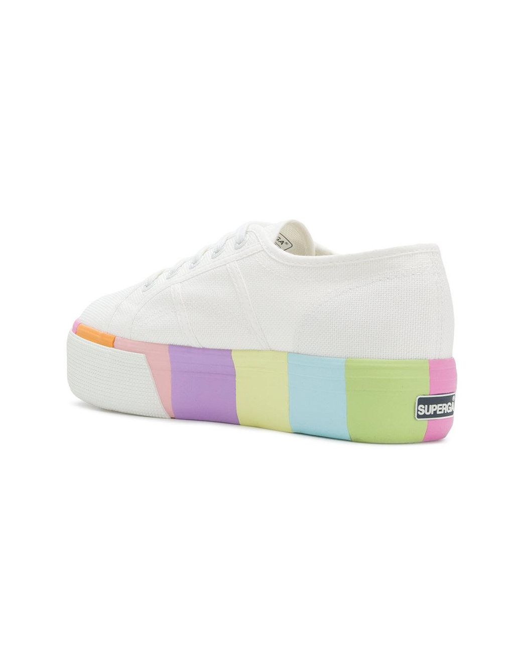 Superga Rainbow Platform Sole Sneakers in White | Lyst