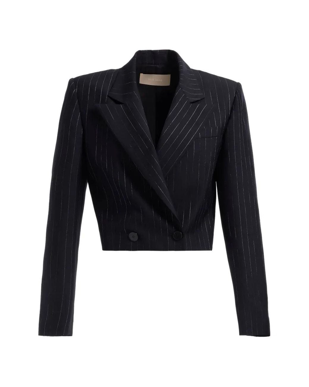 Elie Saab Blue Pinstripe-Pattern Cropped Jacket